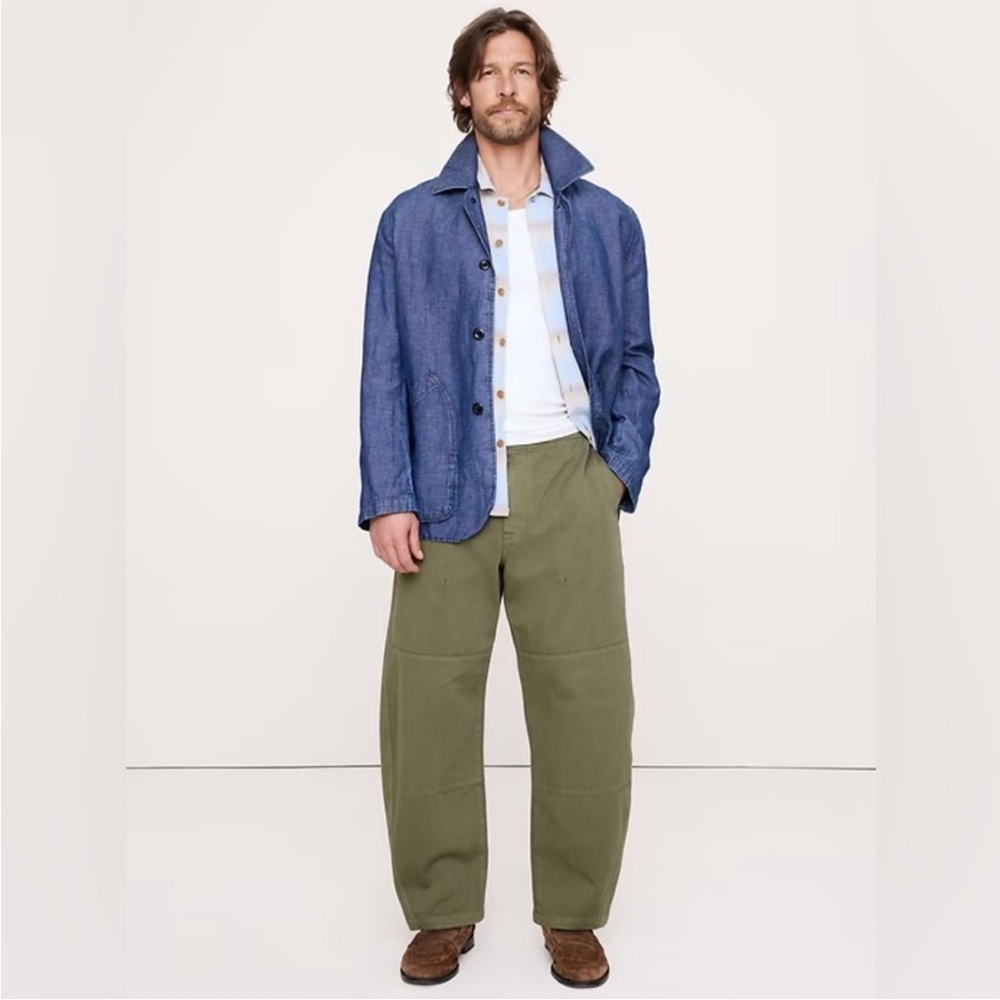 Banana Republic Winter Moss Green Loose Barrel Pull-On Pant - #891158 🖤